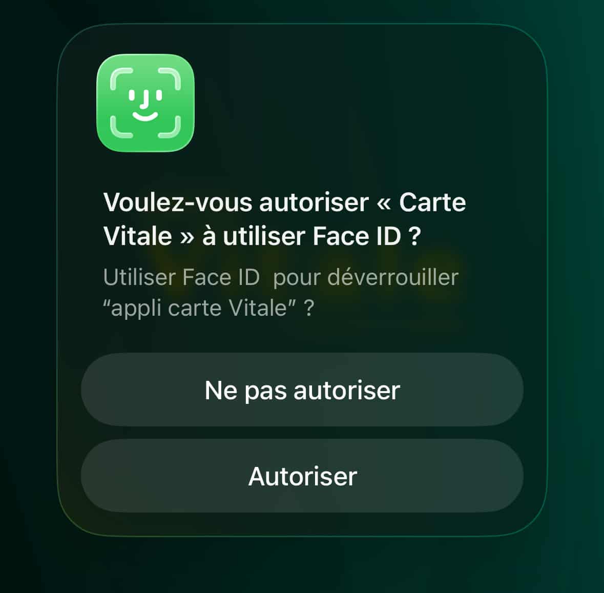 Carte Vitale iPhone Face ID