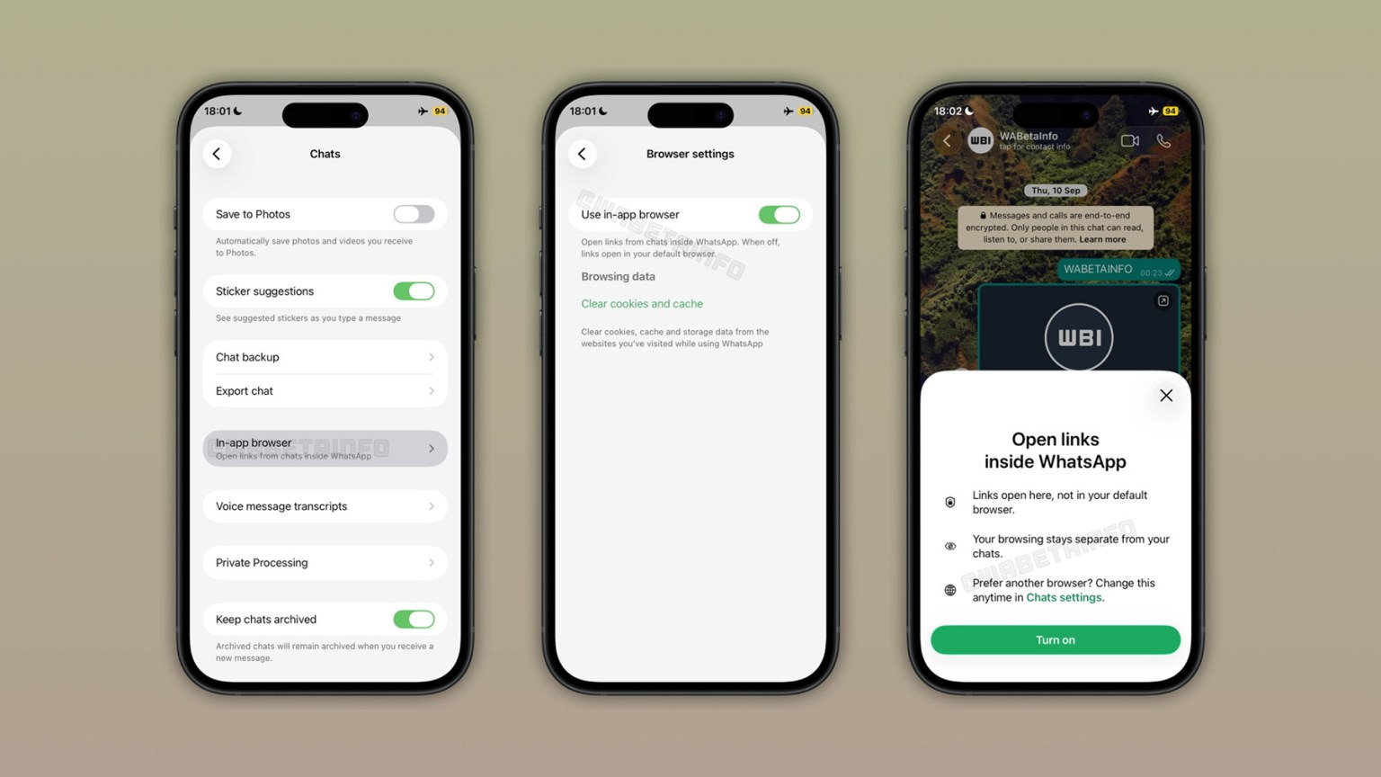 navigateur intégré whatsapp beta ios